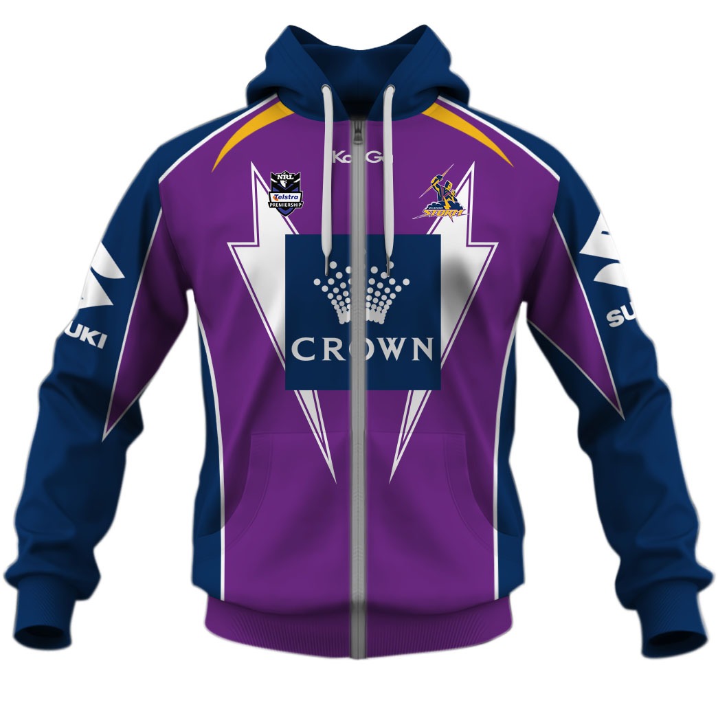 NRL Melbourne Storm Custom Name Number Vintage Home Jersey Zip Up Hoodie V3 NRL Melbourne Storm Custom Name Number Vintage Home Jersey Zip Up Hoodie V3