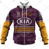 NRL Brisbane Broncos Custom Name Number 2021 ANZAC Jersey Zip Up Hoodie