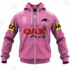 NRL Penrith Panthers Custom Name Number Pink 2021 Away Jersey Zip Up Hoodie