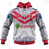 NRL St. George Illawarra Dragons Custom Name Number 2021 ANZAC Zip Up Hoodie