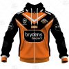 NRL Wests Tigers Custom Name Number 2021 Away Jersey Zip Up Hoodie