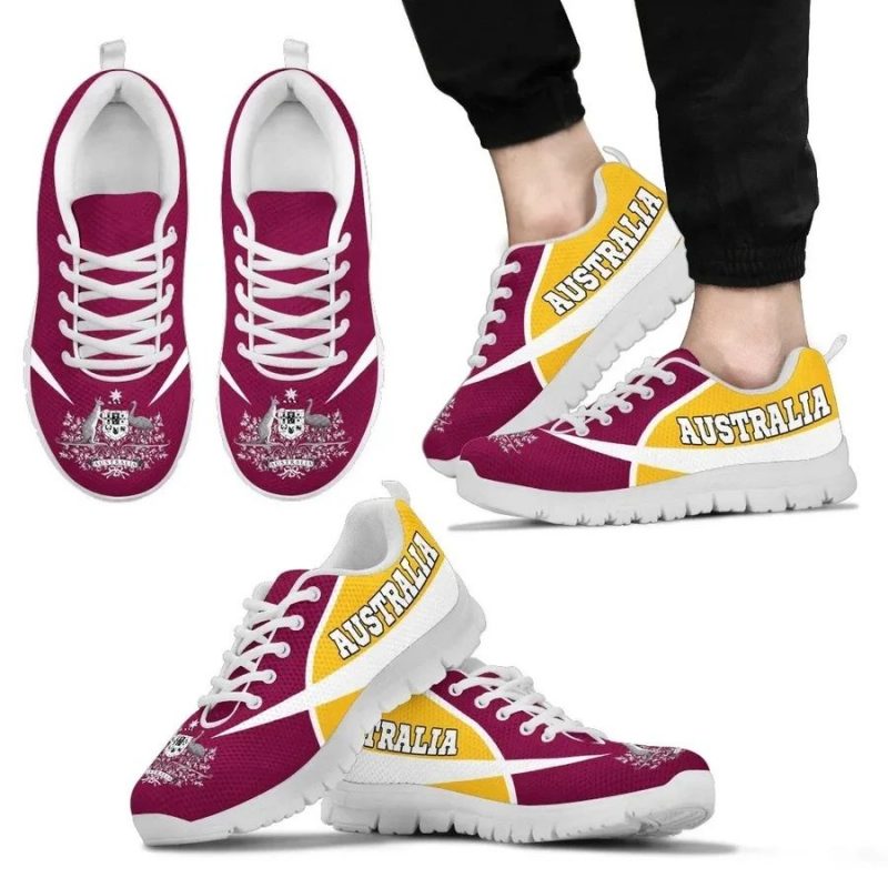 Australia Rugby Yellow Maroon Running Shoes