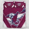 NRL Manly Warringah Sea Eagles White Maroon Stripes Doona Cover