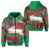 NRL South Sydney Rabbitohs Custom Name Number Indigenous Charming Zip Up Hoodie