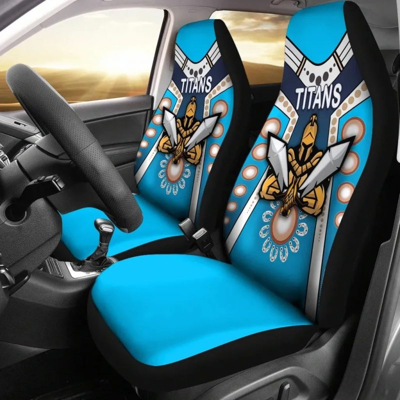 NRL Gold Coast Titans Gladiator Simple Indigenous Car Seat Covers