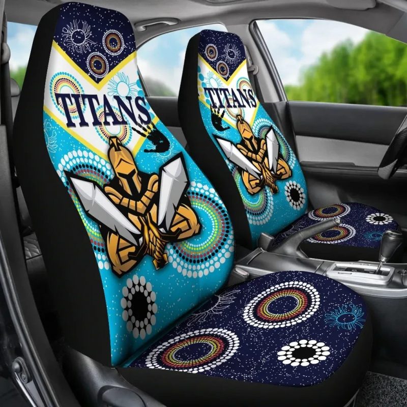 NRL Gold Coast Titans Gladiator Unique Indigenous Car Seat Covers