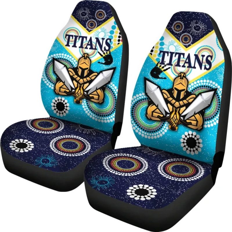 NRL Gold Coast Titans Gladiator Unique Indigenous Car Seat Covers