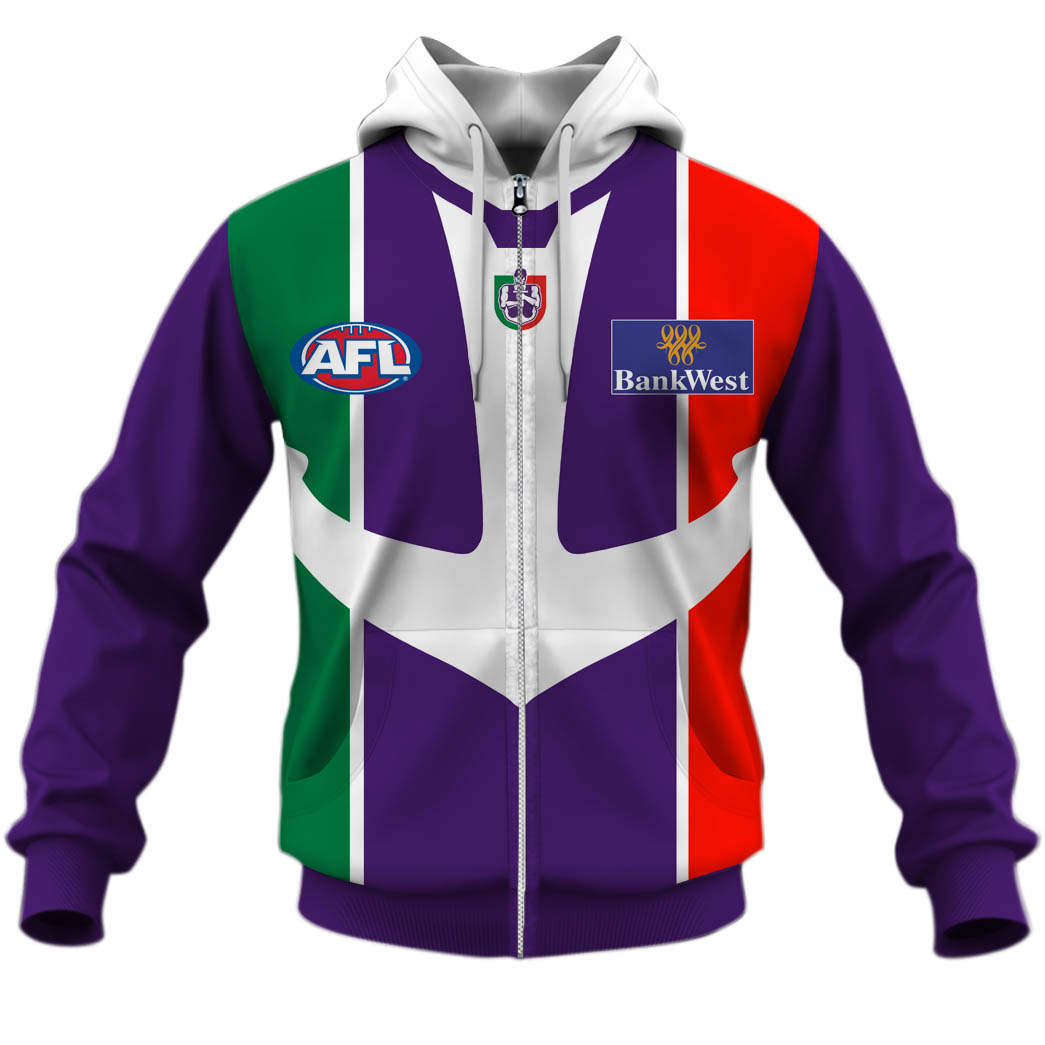 AFL Fremantle Dockers Custom Name Number 2004 Vintage Guernsey Zip Up Hoodie