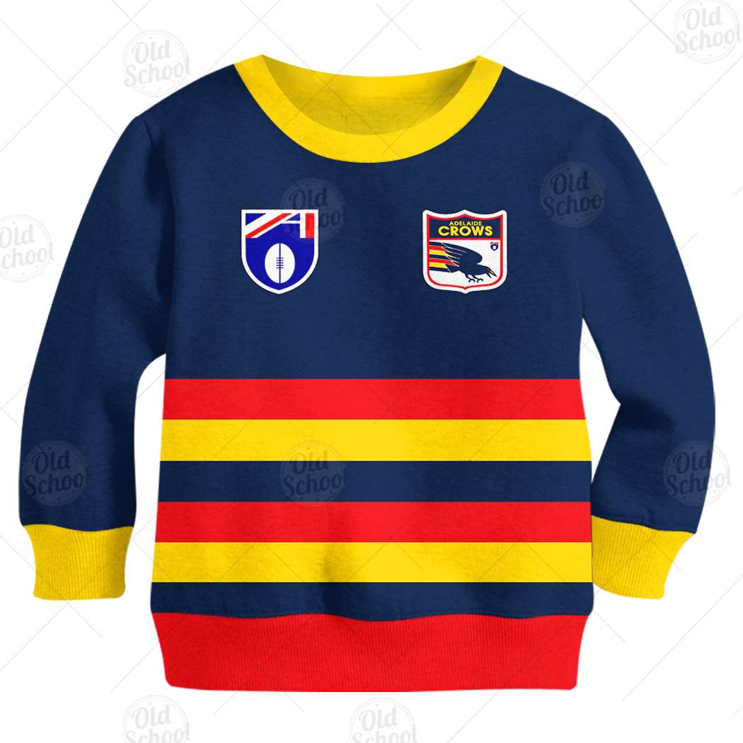 AFL Adelaide Crows Custom Name Number Vintage Retro Guernsey 90s Kids Sweatshirt AFL Adelaide Crows Custom Name Number Vintage Retro Guernsey 90s Kids Sweatshirt