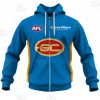 AFL Gold Coast Suns Custom Name Number 2021 Clash Guernsey Zip Up Hoodie