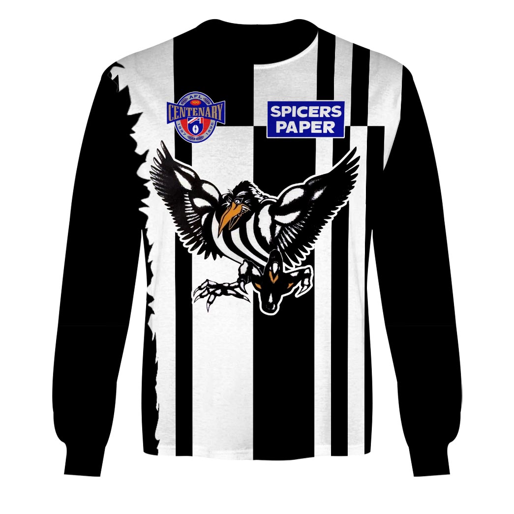 AFL Collingwood Magpies Custom Name Number Vintage Centenary 1996 Guernsey Sweatshirt AFL Collingwood Magpies Custom Name Number Vintage Centenary 1996 Guernsey Sweatshirt