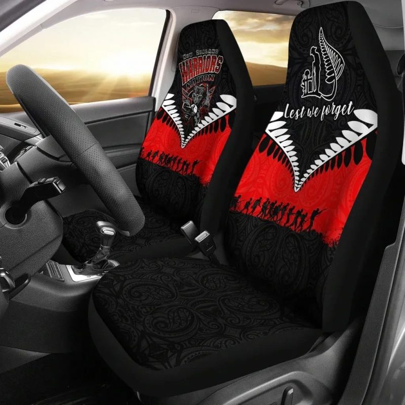 NRL New Zealand Warriors ANZAC Day Black Red Car Seat Covers