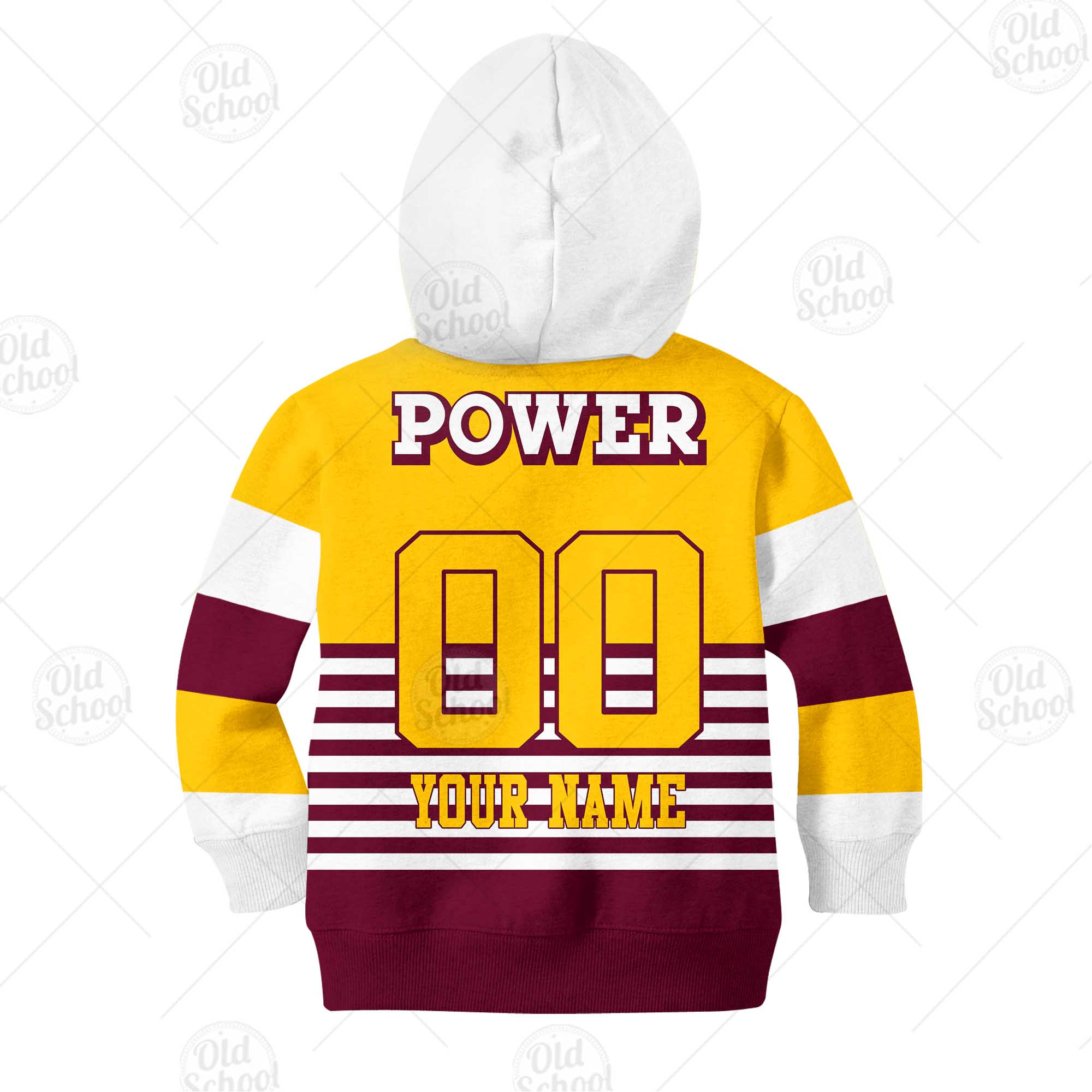 NRL Brisbane Broncos Custom Name Number 1988 NRL Vintage Retro Heritage Kids Pullover Hoodie