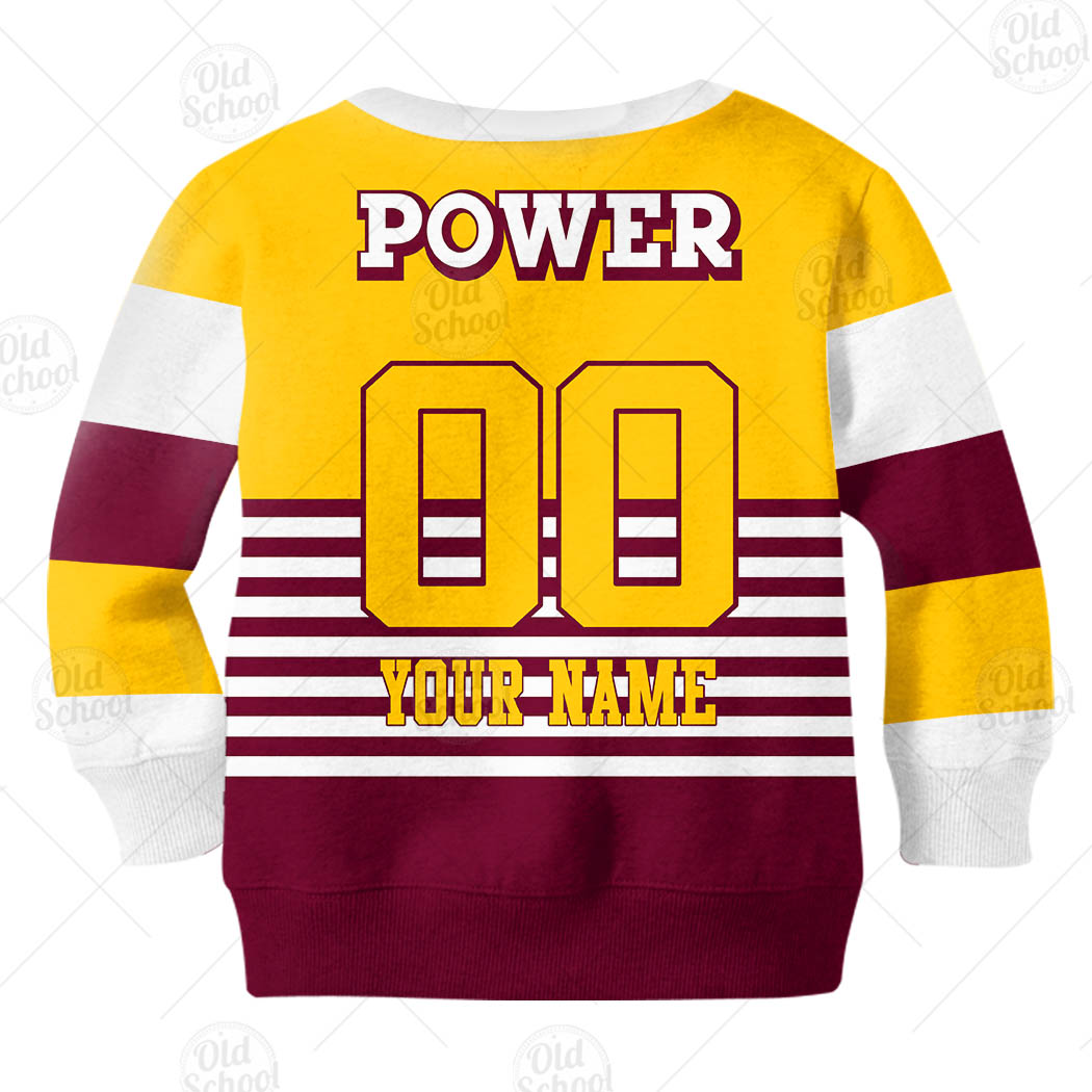 NRL Brisbane Broncos Custom Name Number 1988 NRL Vintage Retro Heritage Kids Sweatshirt