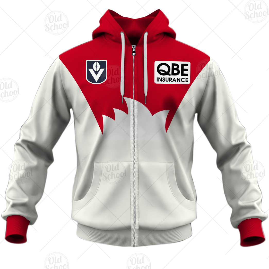 AFL Sydney Swans Custom Name Number Vintage Guernsey 1989 HERITAGE Zip Up Hoodie