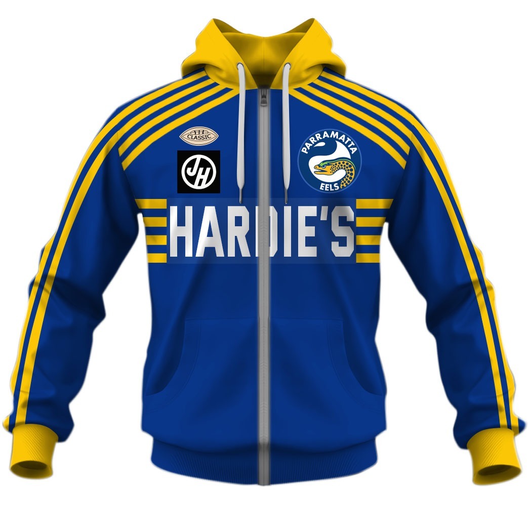NRL Parramatta Eels Custom Name Number 1982 Vintage Retro Jersey Zip Up Hoodie NRL Parramatta Eels Custom Name Number 1982 Vintage Retro Jersey Zip Up Hoodie