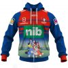 NRL Newcastle Knights Custom Name Number 2020 x Bluey Jersey Zip Up Hoodie