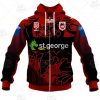 NRL St. George Illawarra Dragons Custom Name Number – NRL 2020 Nines Jersey Zip Up Hoodie
