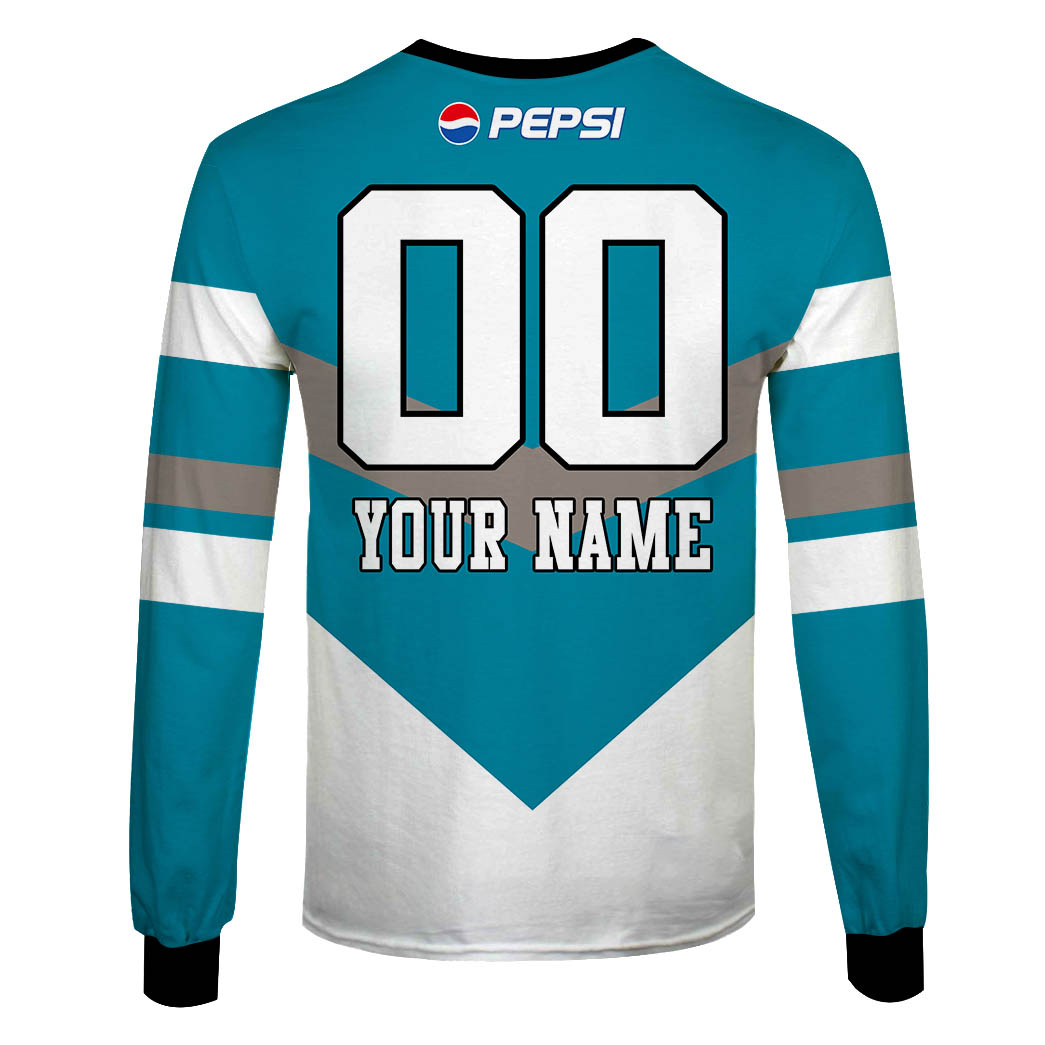 NRL Cronulla-Sutherland Sharks Custom Name Number 1999 Retro Pepsi Jersey Sweatshirt NRL Cronulla-Sutherland Sharks Custom Name Number 1999 Retro Pepsi Jersey Sweatshirt