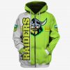 NRL Canberra Raiders White Green Zip Up Hoodie
