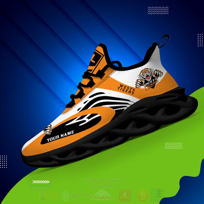 NRL Wests Tigers Custom Name Max Soul Shoes V4