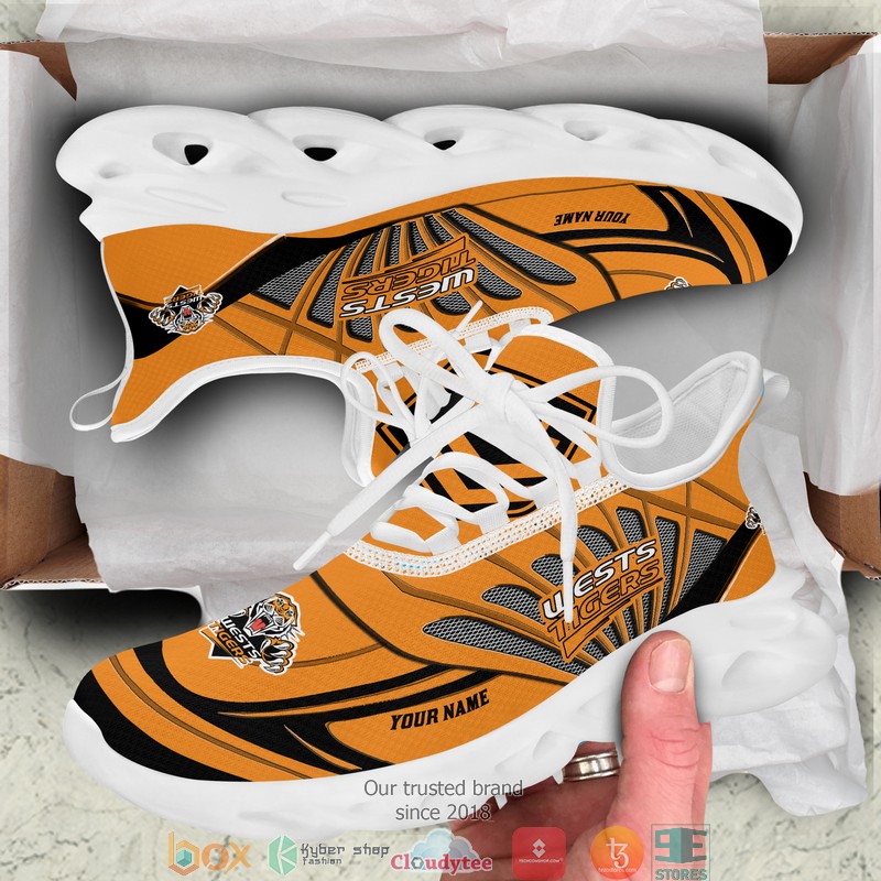 NRL Wests Tigers Custom Name Max Soul Shoes V1