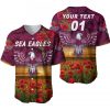 NRL Manly Warringah Sea Eagles Custom Name Number ANZAC Baseball Jersey