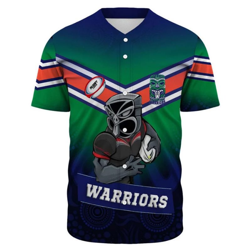 NRL New Zealand Warriors Mascot Custom Text Baseball Jersey