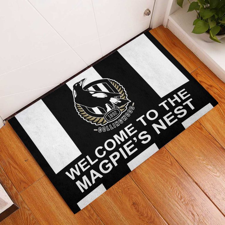 AFL Collingwood Magpies Black Rubber Doormat V2