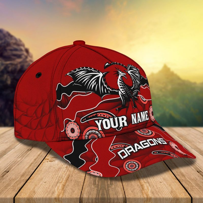 NRL St. Illawarra Dragons Custom Name Red Indigenous Classic Cap