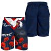 NRL Sydney Roosters Poppy Flower Black Men Beach Shorts