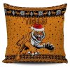 NRL Wests Tigers Snow Flower Orange Square Pillow Case