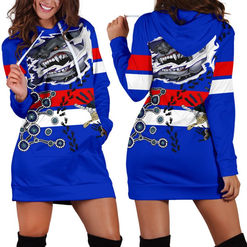 AFL Western Bulldogs Indigenous Blue Women Hoodie Dress