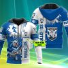 NRL Canterbury-Bankstown Bulldogs Custom Name White Blue Zip Up Hoodie V11