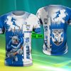 NRL Canterbury-Bankstown Bulldogs Custom Name White Blue T-Shirt V11