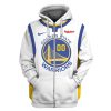 NBA Golden State Warriors Custom Name Number White Zip Up Hoodie