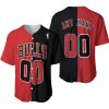 NBA Chicago Bulls Custom Name Number Red Black Half Baseball Jersey