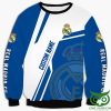 Real Madrid Custom Name Blue White Logo Sweatshirt
