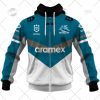 NRL Cronulla-Sutherland Sharks Custom Name Number 2022 Heritage Jersey Zip Up Hoodie