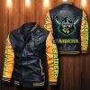 NRL Canberra Raiders Black Yellow Leather Bomber Jacket