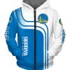 NBA Golden State Warriors Blue White Curves Zip Up Hoodie