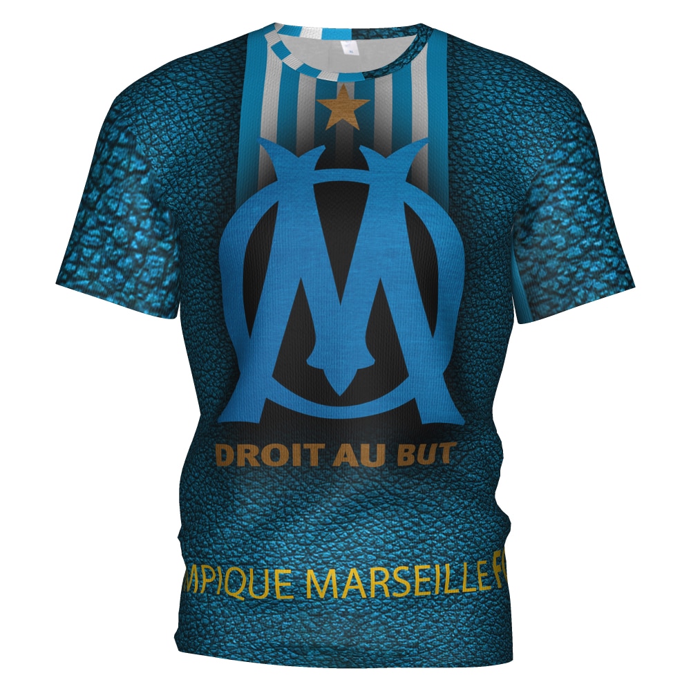 OLYMPIQUE DE MARSEILLE T-Shirt Ufficiale Fan Logo OM: 100% Cotone