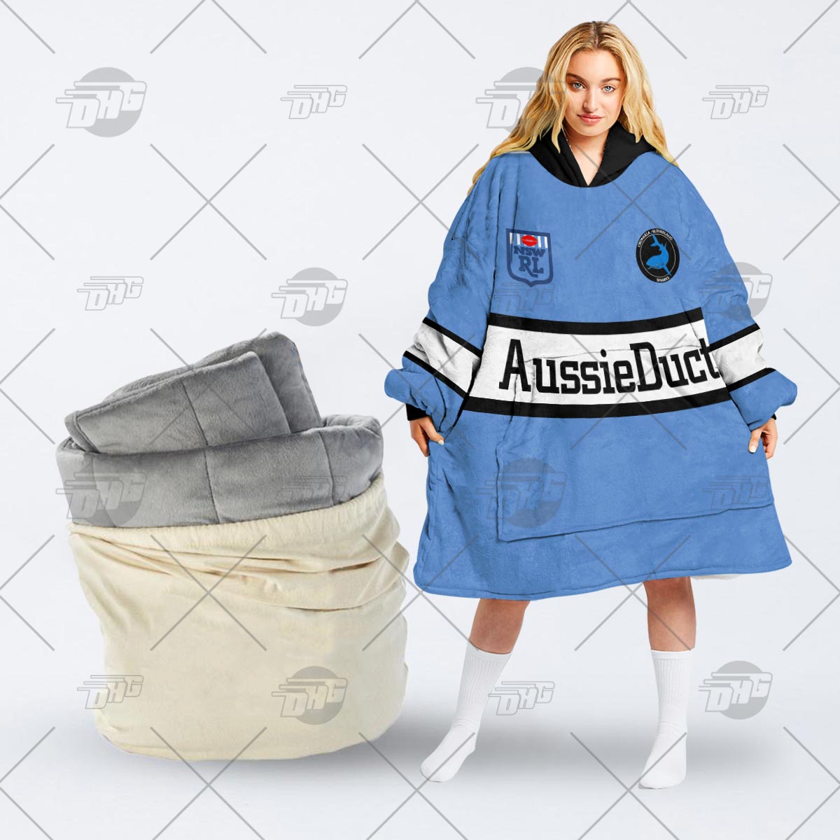 NRL Cronulla-Sutherland Sharks Custom Name Number 1988 ARL/NRL Retro Heritage Vintage Jersey Fleece Oodie