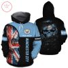 Manchester City Custom Name UK Flag Skull Sky Blue Pullover Hoodie