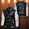 NRL Melbourne Storm Black White Leather Bomber Jacket