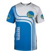 NBA Golden State Warriors White Blue Stripes T-Shirt