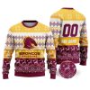 NRL Brisbane Broncos Custom Name Number Ugly Christmas Sweater