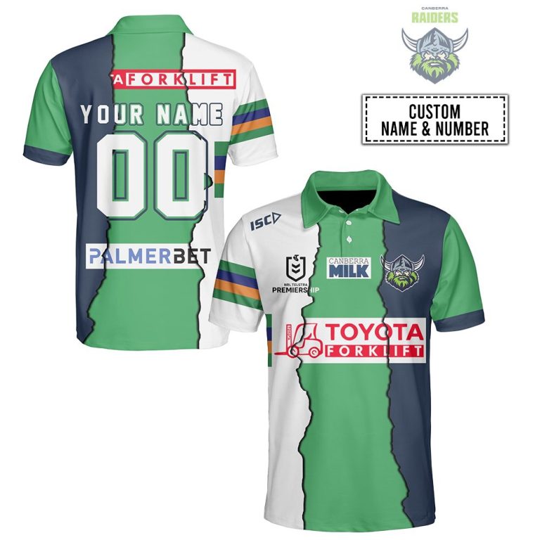 NRL Canberra Raiders Custom Name Number 2023 Mix Jersey Polo Shirt