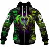 NRL Canberra Raiders Custom Name Number Rose Dragon Zip Up Hoodie