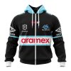NRL Cronulla-Sutherland Sharks Custom Name Number 2023 Away Jersey Zip Up Hoodie